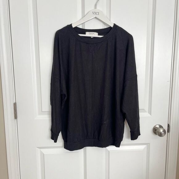 New Joie Classic Black Scoop Neck Sweater - Picture 1 of 5